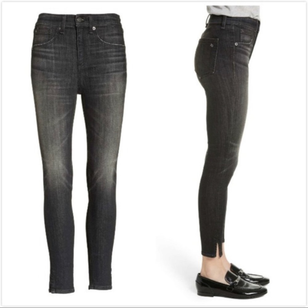 Rag & bone high rise skinny ankle jeans - size 27 , faded black wash